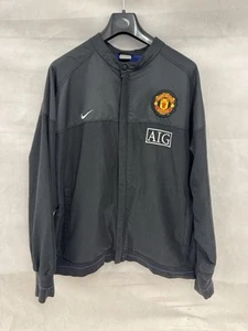 Vintage Manchester United Nike AIG Logo Black Lined Bomber Jacket 2009 Size XXL - Picture 1 of 5