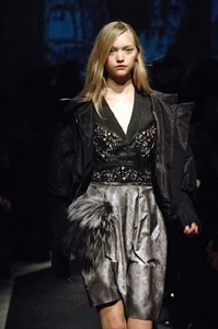 Prada 2006 Runway Silk Dress Fur Bolts Emblished Rare - Picture 1 of 21