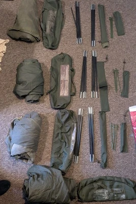 4 Cot Mounted Military Mosquito Nets - Image 1 of 4