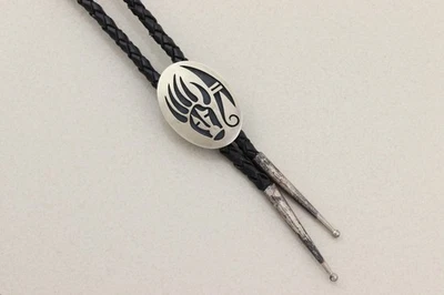 Cordón de cuero Bolo de pata de oso de plata de ley de 22" de largo de arriba a abajo Foto 1 de 4