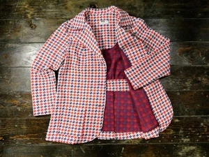 Vintage 70s Montgomery Ward L Women's Blazer Red White & Blue Houndstooth Check - Picture 1 of 17
