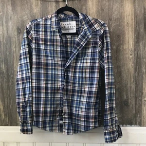 Camicia Frank & Eileen 100% cotone Barry blu a quadri con bottoni taglia S - Foto 1 di 5