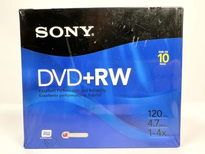 *Nuevo/Sellado* Paquete de 10 discos DVD reescribibles Sony DVD+RW 4,7 GB 120 minutos Foto 1 de 4