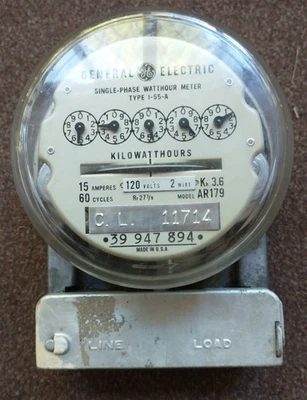 General Electric Watt Hr Meter I-55-A Model AR179, Single Phase  (2670) - Image 1 of 4