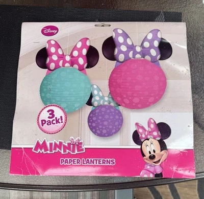 Disney MINNIE New Pack of 3 Paper Lanterns with Bows - Image 1 of 2