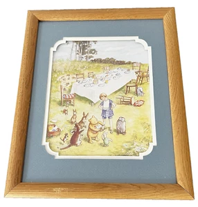 Framed 1957 E H Shephard Disney Print Winnie the Pooh's Birthday Party - Picture 1 of 4