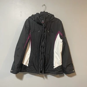 ZeroXposur Black Purple White Women's Large Hooded Jacket Double Zipper Pockets - Picture 1 of 11