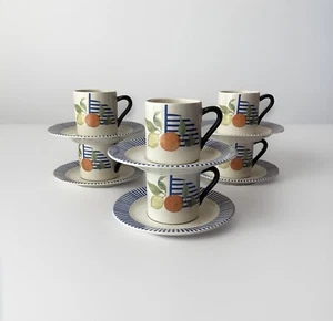 VTG 12-piece Gien France La Ronde Des Fruits Porcelain Demitasse Cups & Saucers - Picture 1 of 15