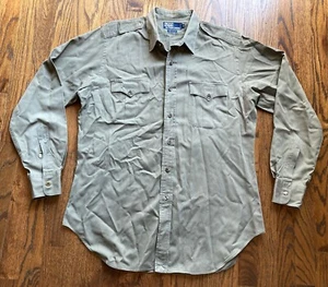 VTG 90s Polo Ralph Lauren Shirt Mens Large Green Military Sawtooth Epaulettes - Bild 1 von 8