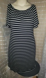 American City Wear Pullover Dress Casual Striped sizes 1X,2x,3x Bk White #GGB - Picture 1 of 2