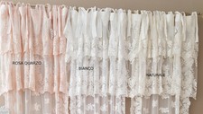 Mantovana Mezza tendina Shabby Chic in Pizzo Versailles 160x75 cm Naturale