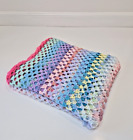 Handmade Crocheted Multicoloured Large Queen Size Wool Blanket 240 x 260cm VGC