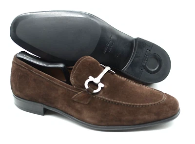 Mens Salvatore Ferragamo ' Gancini Bit'  Brown Suede Loafer Shoe  Size 8 - 2E - Image 1 of 4