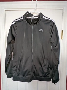 Adidas Youth Size XL (18-20) Full Zip Black White Stripes Track Jacket - Picture 1 of 4