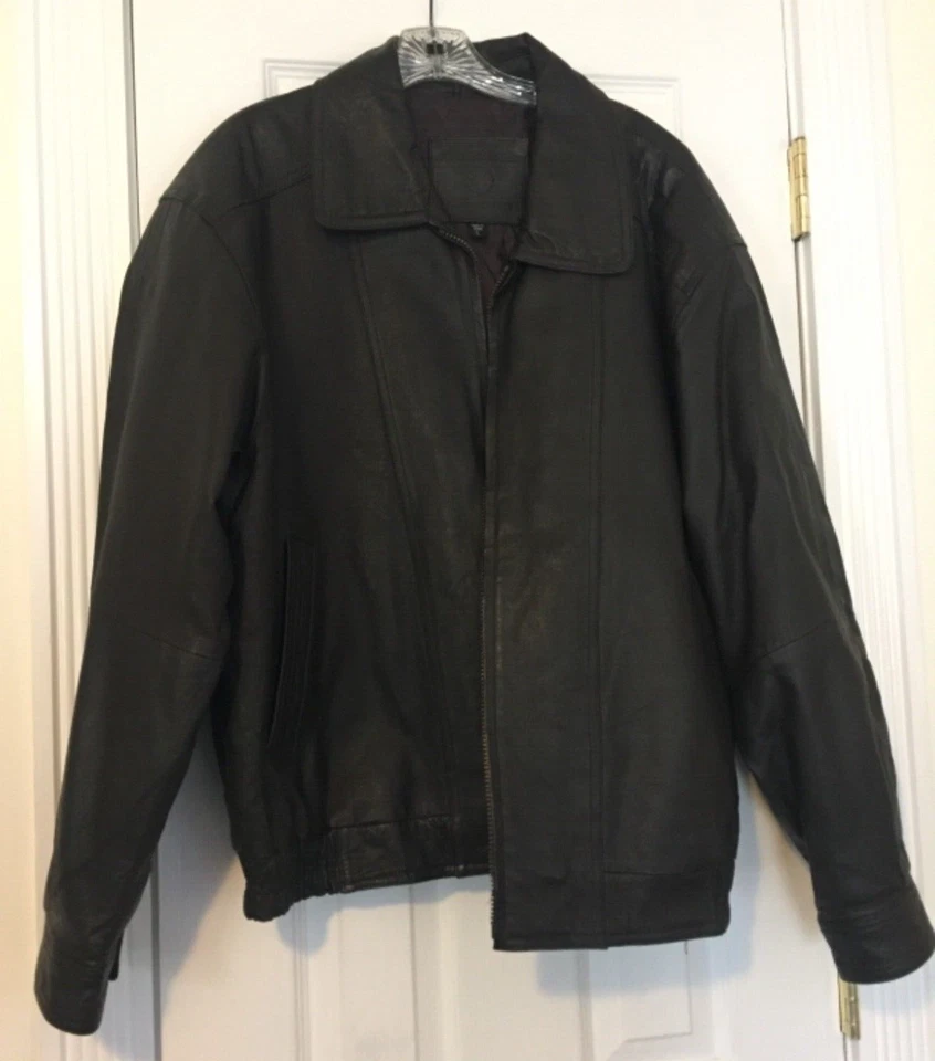 Chaqueta Bomber Flight Marrón Cuero Expresiones Contemporánea Para Hombre Talla Grande Foto 1 de 4