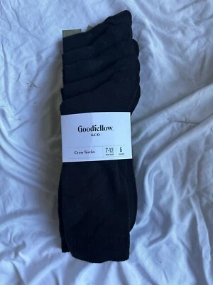 Goodfellow Men’s Crew Socks Pack Of 5 Black Size 7-12 - Image 1 of 2