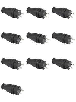 TP-ELECTRIC 10 x Schuko Stecker Vollgummi IP44 Schutzkontaktstecker 230V 16A Gummistecker