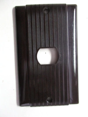 Cubierta de placa de pared P&S Uniline años 40 acanalada marrón baquelita decorativa desparzo único MCM Foto 1 de 4