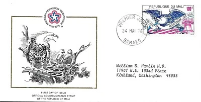 MALI FIRST DAY COVER AMERICAN BICENTENNIAL AMERICAN EAGLE, FLAG AND LIBERTY BELL - Image 1 of 2