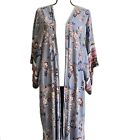 Angie Boho Floral Printed Longline Open Front Kimono Cardigan  -Kimono sleeves -