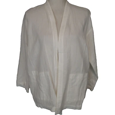 Chaqueta Eileen Fisher Algodón Gasa Larga Cuadrada PP Cárdigan Playa Boho Lagenook Foto 1 de 4