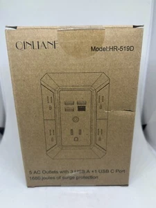 QINLIANF HR-519D Überspannungsschutz, 5 Steckdosen-Extender mit 4 USB C-Anschlüssen. - Bild 1 von 4