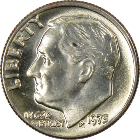 1973 Roosevelt Dime BU Uncirculated Mint State 10c US Coin Collectible Cover