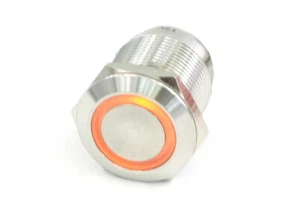 Phobya Vandalismus / Klingeltaster 16mm Edelstahl, orange Ring beleuchtet 5pin - Bild 1 von 5