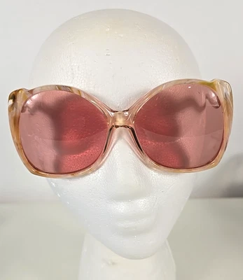 Gafas de sol de gran tamaño vintage NOS - Marco jaspeado marrón Givenchy/lente rosa rosa Foto 1 de 4