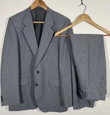 70-е Kaleva Классический Шведский Jet Твидовый Костюм Мужской 42R Серый Сделано в Финляндии W34 L28 - Изображение 1 из 4