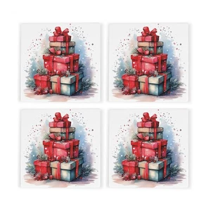 Christmas Presents Ceramic Coaster Set - Xmas Gifts Set of Four - Picture 1 of 1