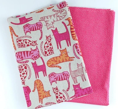 Dekostoff Canvas Stoffpaket KATZEN PINK 7 DOTTY  2 x 50 x 140/150 cm ÖkoTex 100 - Bild 1 von 3
