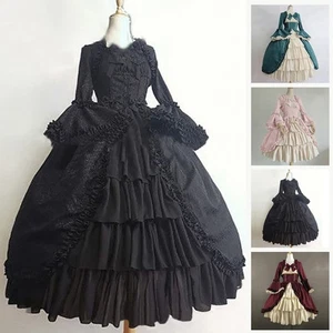 Women Elegant Lolita Costume Dress Square Neck Tight Waist for Parties - Picture 1 of 20