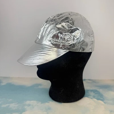 Gorra de béisbol metálica plateada de colección años 70 80 hecha en EE. UU. Union Tag Disco Future S\M Foto 1 de 4