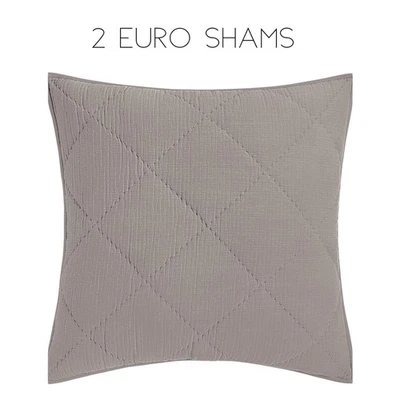 Hotel Collection Mezcla de Lino Dobby Diamante Acolchado EURO Sham Set GRIS CARBÓN Foto 1 de 4