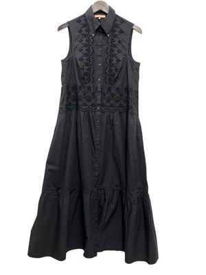 Ermanno Scervino Womens Size L Black Button Down Islet A-Line Flowy Cotton Dress - Image 1 of 4