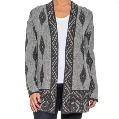 Cárdigan Suéter Lucky Brand Estampado Azteca Mezcla Lana Boho Frente Abierto Talla M Foto 1 de 4