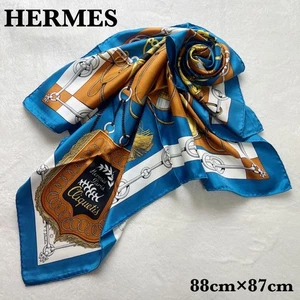 Bufanda de seda Hermès Cliquetis Carre 90 azul 88 cm x 87 cm accesorio de moda - Imagen 1 de 12