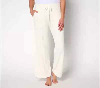 Barefoot Dreams CozyChic Ultra Lite Ribbed Rolled Edge Pant-Pearl-3X A676213 - Image 1 of 2