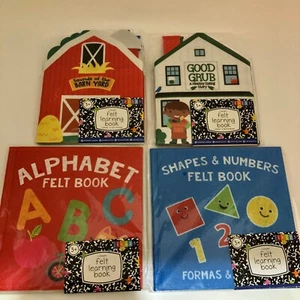 Felt Learning book, Shapes & Numbers, Good Grub, Barn Yard Sounds, alphabet, new - Picture 1 of 9