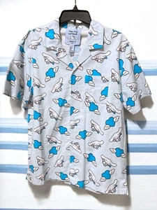 Men's Medium Angel Cinnamoroll PJ Button Shirt Lounge Top Hello Kitty & Friends - Picture 1 of 3