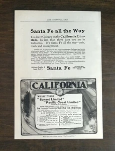 Vintage 1904 Santa Fe Railroad Full Page Original Ad 721 - Bild 1 von 1