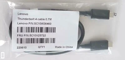 Lenovo Thunderbolt 4 Cable 0.7M 40Gbps PD100W 8K 显示器 USB-C Gen 2 视频线 — 第 1/4 张图片