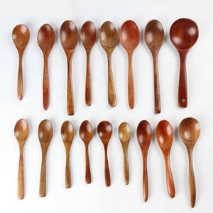 Natural Wooden Coffee Tea Spoon Honey Teaspoon Spoons Cooking Kitchen Tableware - Picture 1 of 26
