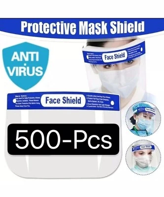 500 Pcs!!!Safety Face Shield Ultra Clear Guard Protector Anti(Splash,Virus,Fog) - Image 1 of 4