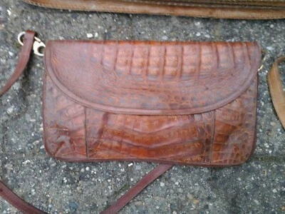 Sac a main en peau de crocodile véritable ; origine Afrique Africa handbag  - Photo 1/2