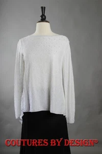 St John Knits Silk & Silver Shimmer Blouse Bianco White Sz Ex-Lg NWT MSRP $895 - Imagen 1 de 2