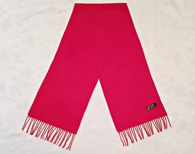 VINTAGE AUTHENTIC JEHAN DE FABREQUES SOLID TRUE RED LONG MEN'S FRINGE SCARF - Image 1 of 3