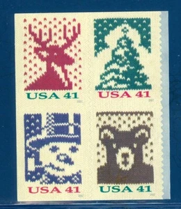 US 4207-4210 Christmas Knits, Block/4 self adhesive, Mint NH - Picture 1 of 1