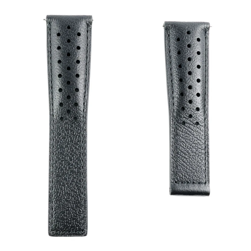 Perforated Black Leather Strap Tag Heuer Monaco FC6241 22mm